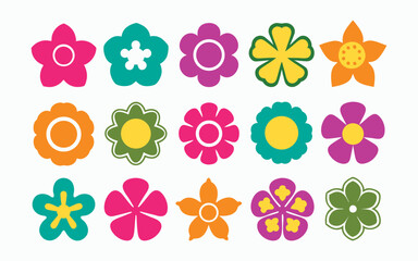 Set of flowers icon, colorful flowers icon, flower icon set