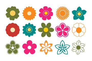 Set of flowers icon, colorful flowers icon, flower icon set