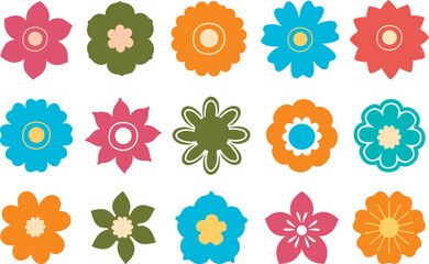 Set of flowers icon, colorful flowers icon, flower icon set