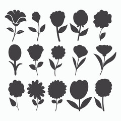 Set of flowers icon, colorful flowers icon, flower icon set