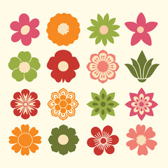 Set of flowers icon, colorful flowers icon, flower icon set