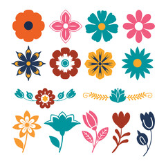 Set of flowers icon, colorful flowers icon, flower icon set