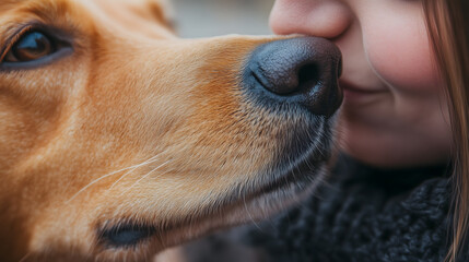 Dog's Nose Being Touched Gently

