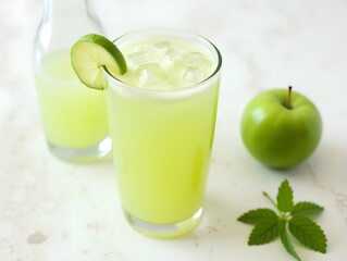 Refreshing Green Apple Lime Drink with Fresh Mint - Perfect for Summer