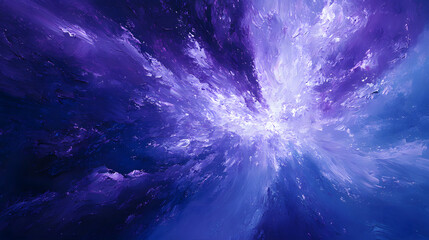 A powerful explosion of cosmic lights in purple and blue hues.