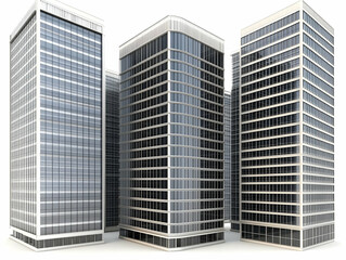 Fototapeta premium 3D Illustration Modern Skyscrapers Architecture City Buildings Urban Design