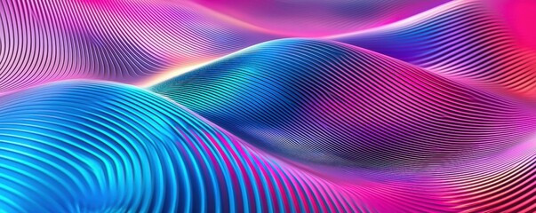 Geometric Poster with Wavy Lines, Isolated in Trendy Stripes on Black Wallpaper, Blending Futuristic Motion, Abstract Grey & White Technology Datum.