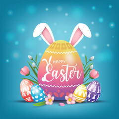 Happy Easter Egg with Bunny Ears