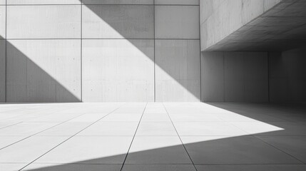 Obraz premium Sunlit minimalist concrete room interior.