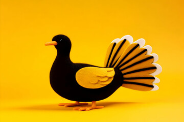 Fototapeta premium 3D Illustration Bird Yellow Black Orange Feathers Beak Feet