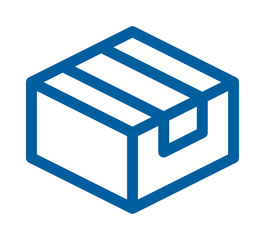 icon of a closed cardboard box with a tape seal. This icon is commonly used to represent packaging shipping deliveries logistics and e-commerce.