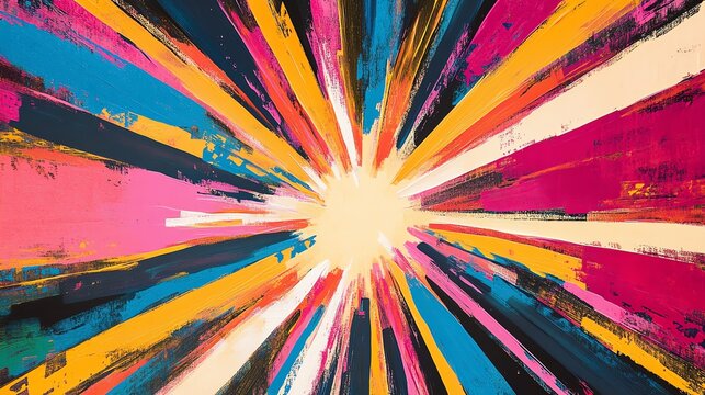 Bright Rays of Color Burst From the Center in a Vibrant Abstract Artwork, Bringing Energy and Excitement to Any Space