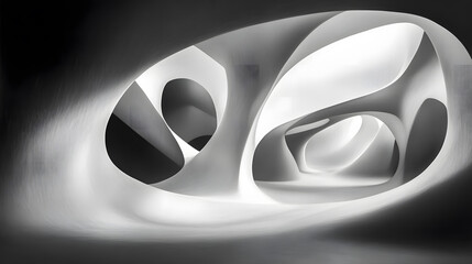 A clean, futuristic abstract design featuring flowing, smooth curves and sharp, sharp lines.