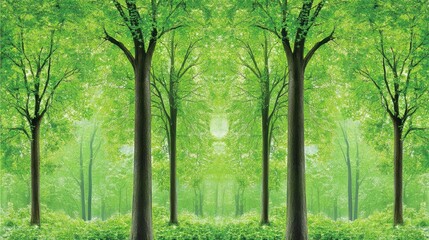 Obraz premium Bright Sunlight in a Lush Green Forest