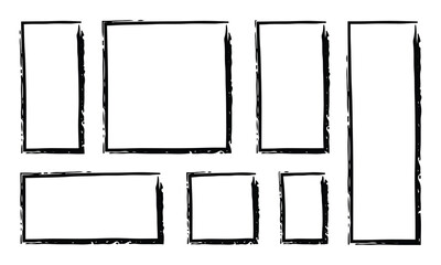 Vector Black Rectangle Paint Frame Set