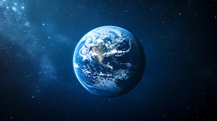 Satellite image of Earth with dark starry sky