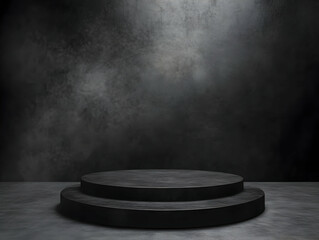 3D Illustration Background - Dark Empty Podium Display Stand