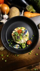 Olivier salad with quail eggs