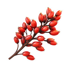 This image is a digital depiction of a branch with many bright red berries.