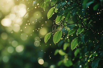 Dew-kissed Leaves in the Morning Sunlight