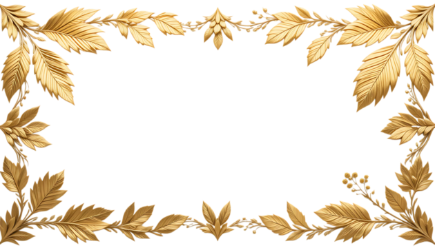 Elegant golden leaf border png