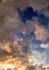 dramatic sky with clouds above the mountains
