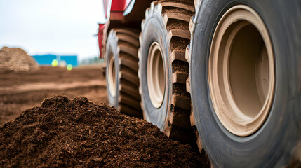 Photo - Heavy Duty Tires on Dirt Pile Construction Site