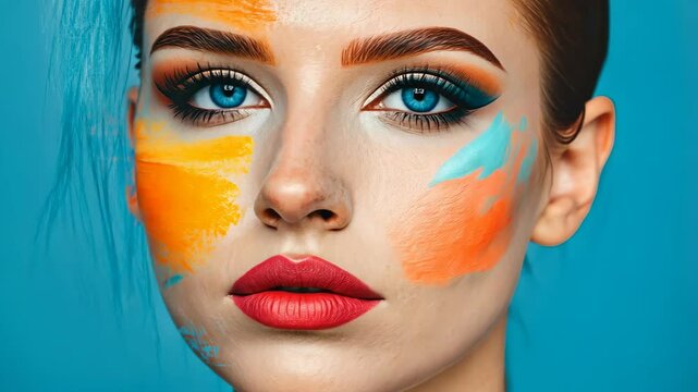 Artistic Illustration of Facial Paralysis with Vibrant Colors and Expressive Details Highlighting Beauty and Emotion in a Colorful Abstract Conceptual Portrait for Awareness and Empowerment