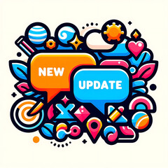 Fototapeta premium Colorful Double Speech Bubble With Text New Update.generative ai 