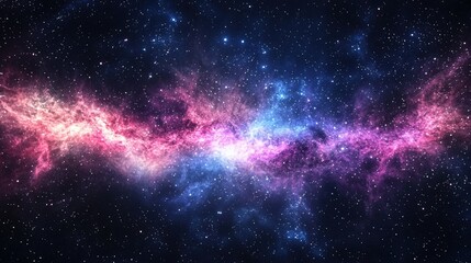 Naklejka premium Vibrant pink and blue waves against a starry milky way background