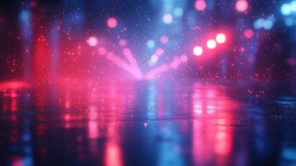 Obraz premium Colorful Rain Abstract Background with Bokeh and Light Reflection