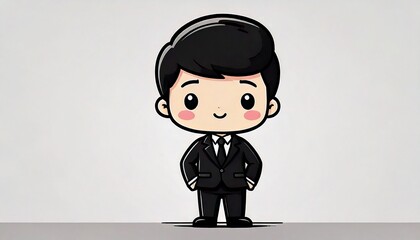 スーツを着たちびキャラの男性