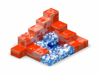 Obraz premium 3D Illustration Abstract Orange and Blue Cubes