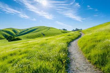 Obraz premium Tranquil Beauty Captured: Experiencing Nature's Serenity Through Hiking Trails in San Jose