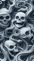 Naklejka premium Abstract 3D Skull Swirl Illustration