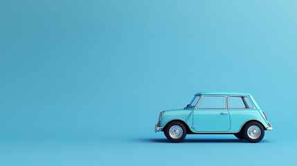 Blue car on light blue background
