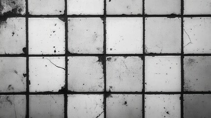 Naklejka premium Close-up of intricately interlaced black and white tiles form a captivating grid pattern; subtle overlaps enhance texture on this elegant tiled wall