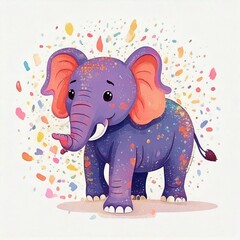 ゾウのメルヘンタッチのイラスト