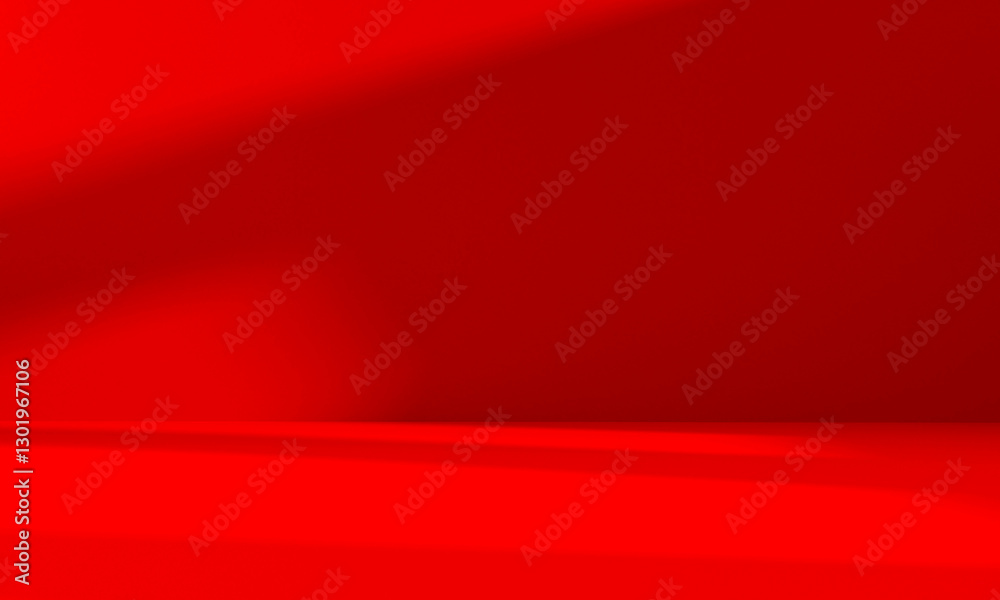 Wall mural wall interior background, studio and backdrops show products.with shadow from window color red backg