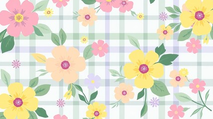Charming Pastel Plaid Blooms for Captivating Social Media Posts