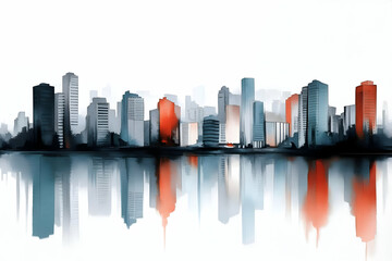 Obraz premium Abstract Illustration Cityscape Reflection, Urban Landscape