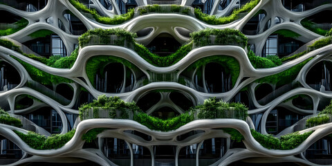 Photo of Modern Architecture Green Building with Lush Greenery