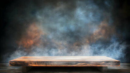 Background Image - Empty Wooden Table with Smoke Background