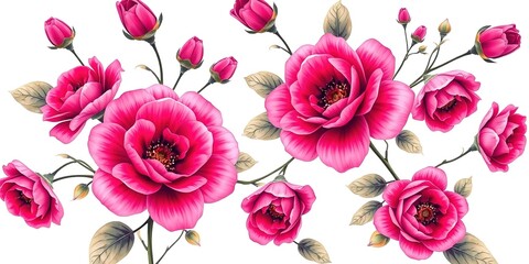 Digital Art Canvas with Romantic Pink Floral Design