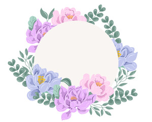 Purple Magnolia and Pink Flower Wreath