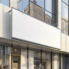 mockup sign white board realistic in front of the shop