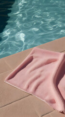Obraz premium Photo Pink Towel Poolside Relaxation Summer Vibes Vacation