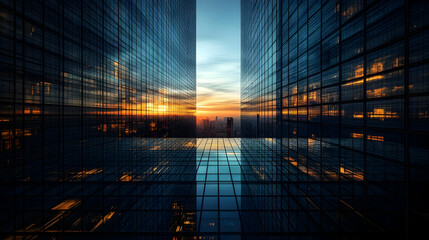 Sunset Cityscape Reflection