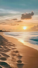 Obraz premium Photo - Golden Sunrise Beach Tranquility Scenic Ocean View