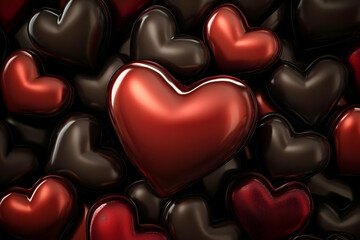 Fototapeta premium 3D Illustration Red and Dark Hearts Background